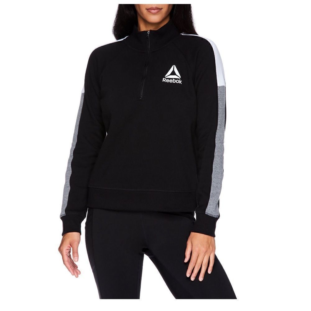 Reebok Color Block Fleece Turtleneck Sweatshirt, Half Zip
